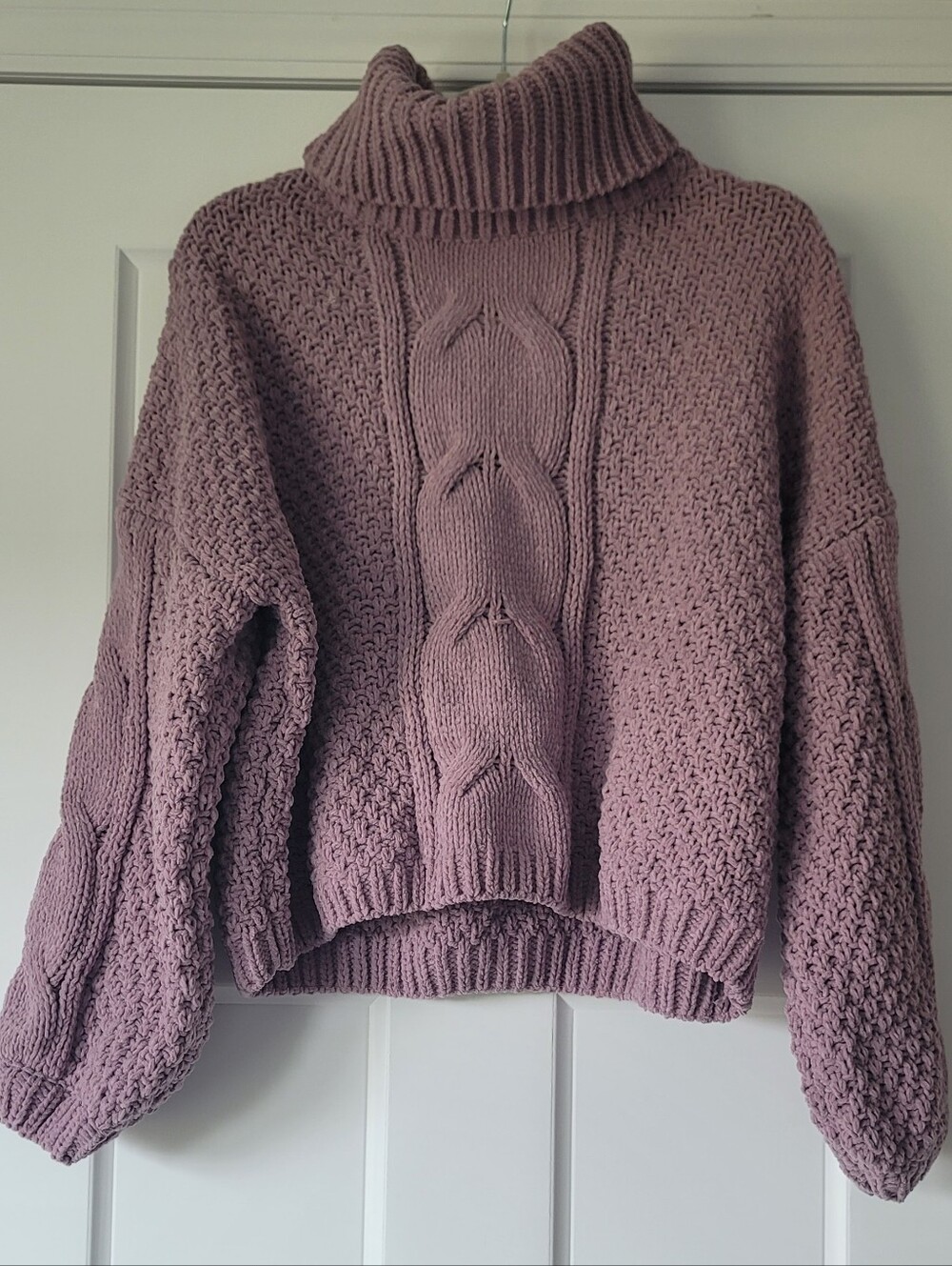 Altar'd State Dusty Mauve Cable Knit Turtleneck Sweater